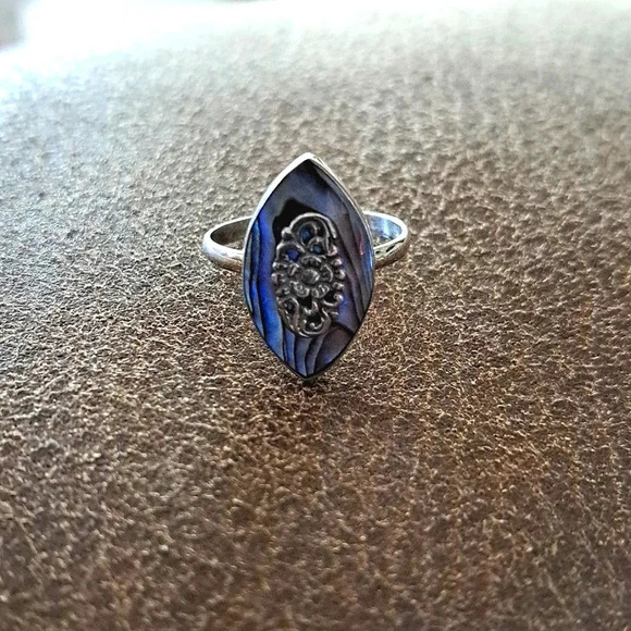 Abalone Pendant & Ring Set In 925 Sterling Silver. - Picture 4 of 9